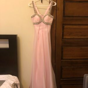 Dave and Johnny light pink long gown